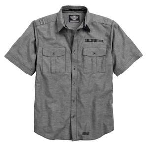 Harley Davidson Gray Short Sleeve Linen Blend Button Up Shirt Men's Size 2XLarge